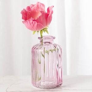 Стеклянная ваза-бутылка Уэльма 10 см нежно-розовая