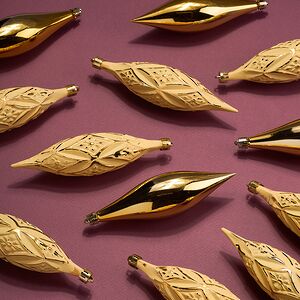 Набор елочных игрушек Сосульки Winkley 14-15 см, золотые, 12 шт, подвеска