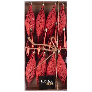 Набор елочных игрушек Сосульки Winkley 14-15 см, красные, 12 шт Winter Deco фото 4