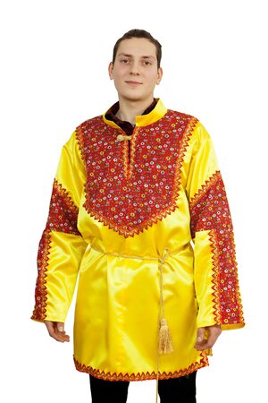Карнавальная рубаха для взрослых Русский Богатырь, жёлтая, 54-56 размер