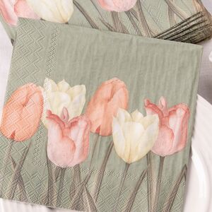 Бумажные салфетки Тюльпаны 17*17 см зеленые, 20 шт Boltze (Больтце) фото 2