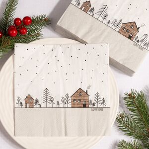 Бумажные салфетки Домики Харлема 17*17 см серые, 20 шт