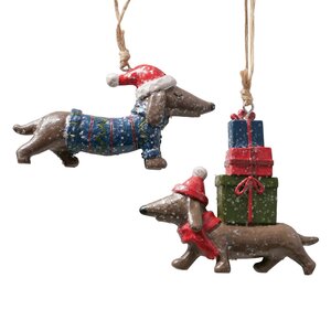 Набор елочных игрушек Собачки Таксы 10 см, 2 шт