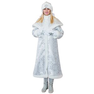 Взрослый новогодний костюм Снегурочка Царская, 44-48 размер