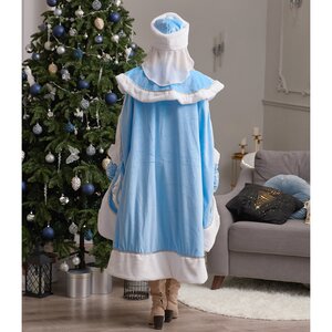 Взрослый новогодний костюм Снегурочка Боярская, 44-48 размер, голубой Бока С фото 3
