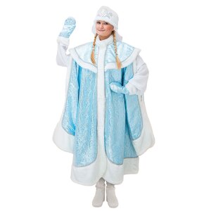 Взрослый новогодний костюм Снегурочка Боярская, 44-48 размер