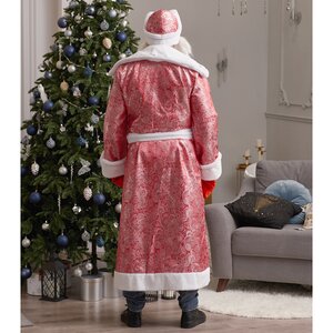 Взрослый карнавальный костюм Дед Мороз Царский, красный, 52-54 размер Бока С фото 3