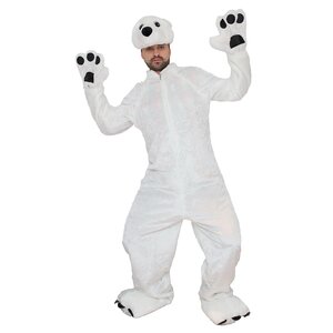 Взрослый карнавальный костюм Белый медведь, 50-52 размер