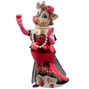 Елочная игрушка Корова - Изабелль ван де Брук на Английском фуршете 13 см, стекло, подвеска Holiday Classics фото 1