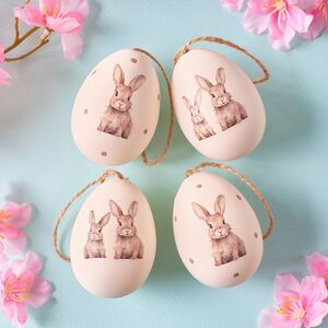 Пасхальные украшения Яйца Пушистые Кролики 6 см, 4 шт