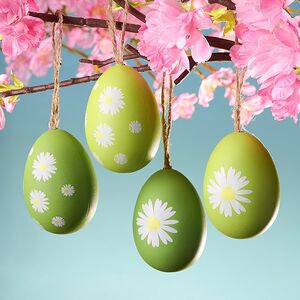 Пасхальные украшения Яйца -  Белые Маргаритки 6 см, 4 шт 