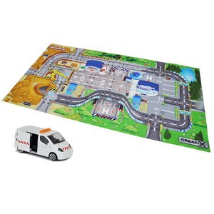 Игровой коврик Creatix - Стройка с машиной дорожной службы 96*51 см