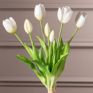 Силиконовые цветы Тюльпаны Грейт Милтон белые 40 см, 7 шт Boltze фото 3