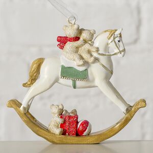 Елочная игрушка Лошадка - качалка Томми с мишками 9 см Boltze фото 3