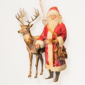 Елочная игрушка Санта и Олень Рудольф - Christmas Derbyshire 15 см Boltze фото 1