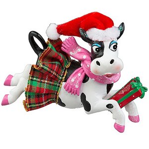 Елочное украшение Корова Бернадетт - Унесённая рождественским ветром 10 см, подвеска Holiday Classics фото 1