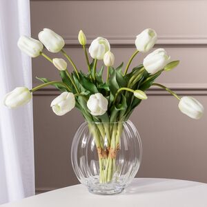 Силиконовые тюльпаны Белый Принц 5 шт, 48 см