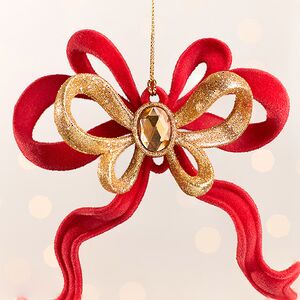 Елочная игрушка Бант Мириэль 13 см красный с золотым, подвеска Forest Market фото 2