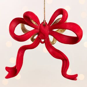 Елочная игрушка Бант Мириэль 13 см красный с золотым, подвеска Forest Market фото 4