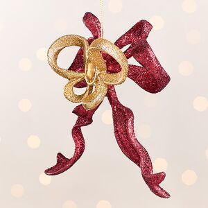 Елочная игрушка Бант Мириэль 13 см бордовый с золотым, подвеска Forest Market фото 3