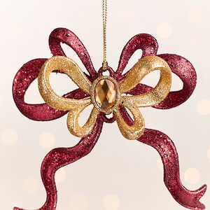 Елочная игрушка Бант Мириэль 13 см бордовый с золотым, подвеска Forest Market фото 2