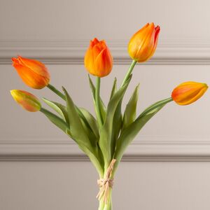 Силиконовые цветы Тюльпаны Паратео 5 шт, 26 см оранжевые EDG фото 2