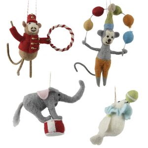 Елочные игрушки из шерсти Цирковое Шоу 17 см, 4 шт Kaemingk (Кейминг) фото 1