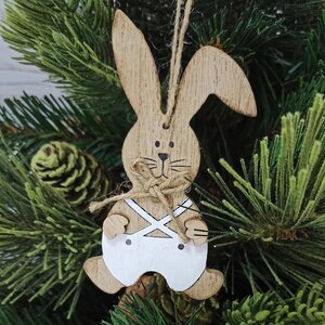 Деревянная елочная игрушка Кролик Урвин 12 см, подвеска