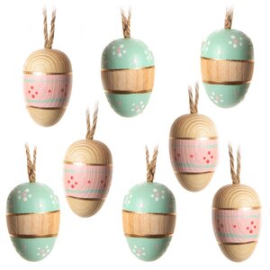 Пасхальные украшения Яйца Woody Easter 4 см, 8 шт, подвеска Breitner фото 4
