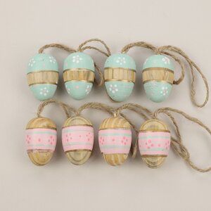 Пасхальные украшения Яйца Woody Easter 4 см, 8 шт, подвеска Breitner фото 2