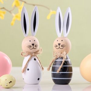 Набор декоративных фигурок Чёрно-белые Кролики 10 см, 2 шт