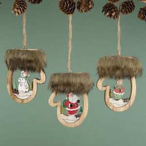 Деревянная елочная игрушка Волшебная Рукавичка - Снеговик 10 см, подвеска Breitner фото 3