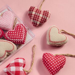 Набор елочных украшений из ткани Сердечки - Кантри Love 6 шт, подвеска Breitner (Брайтнер) фото 3