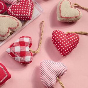 Набор елочных украшений из ткани Сердечки - Кантри Love 6 шт, подвеска Breitner (Брайтнер) фото 4