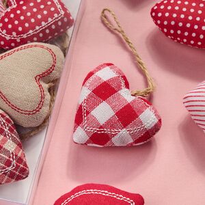 Набор елочных украшений из ткани Сердечки - Кантри Love 6 шт, подвеска Breitner (Брайтнер) фото 2