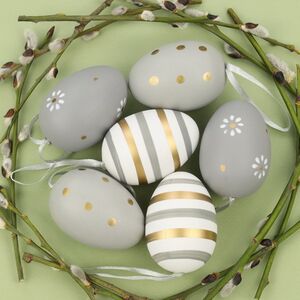 Пасхальные подвески Яйца - Romantic Easter 6 см, 6 шт