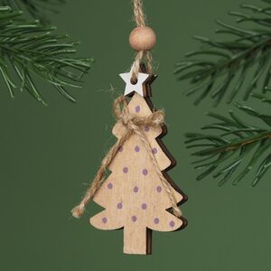 Деревянная елочная игрушка Елочка Вуди 7 см бежевая, подвеска Breitner фото 2