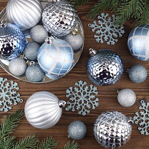 Набор пластиковых елочных игрушек Glory Brilliance 5-16 см голубой, 50 шт Winter Deco фото 4