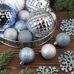 Набор пластиковых елочных игрушек Glory Brilliance 5-16 см голубой, 50 шт Winter Deco фото 5