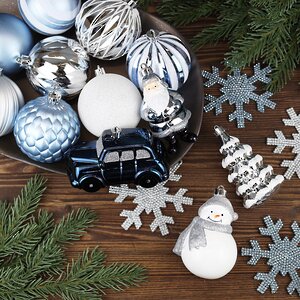 Набор елочных игрушек Новогодняя Сказка 8-12 см, 25 шт, синий с серебряным, пластик Winter Deco фото 1