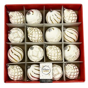 Набор пластиковых шаров Winter Candy: White gold 8 см, 16 шт Winter Deco фото 2