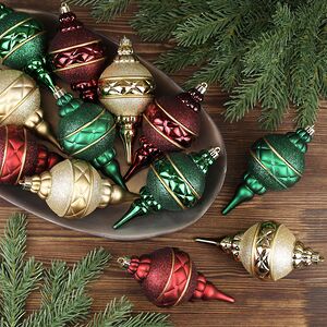 Набор елочных игрушек Vintage Christmas 15 см, 12 шт, пластик