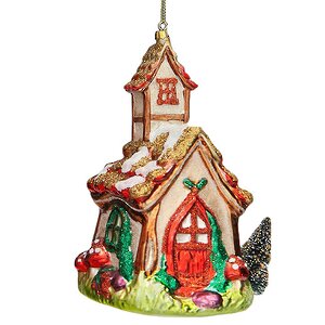 Елочная игрушка "Пряничный домик", 14*8 см, стекло, подвеска Holiday Classics (Холидэй Классик) фото 1