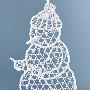 Кружевная елочная игрушка Снеговик на лыжах 9 см Vogel (Вогель) фото 2
