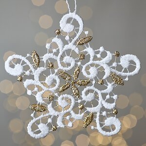 Кружевная елочная игрушка Звезда - Golden Lace 8 см Vogel фото 2