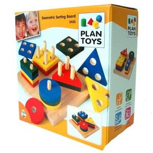 Развивающая игрушка Сортер Доска с геометрическими фигурами 18 см, дерево Plan Toys фото 4