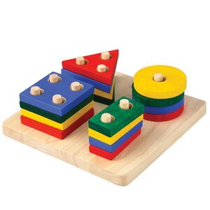 Развивающая игрушка Сортер Доска с геометрическими фигурами 18 см, дерево Plan Toys фото 2