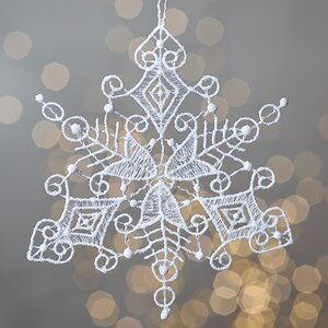 Кружевная елочная игрушка Снежинка Хайльбронн - White Lace 9 см Vogel фото 2