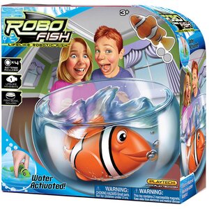 РобоРыбка Клоун с аквариумом 7.5 см оранжевая