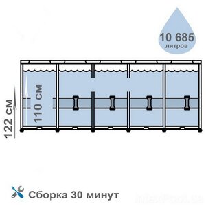 Каркасный бассейн Intex Prism Frame 366*122 см серый, картриджный фильтр, лестница INTEX фото 2